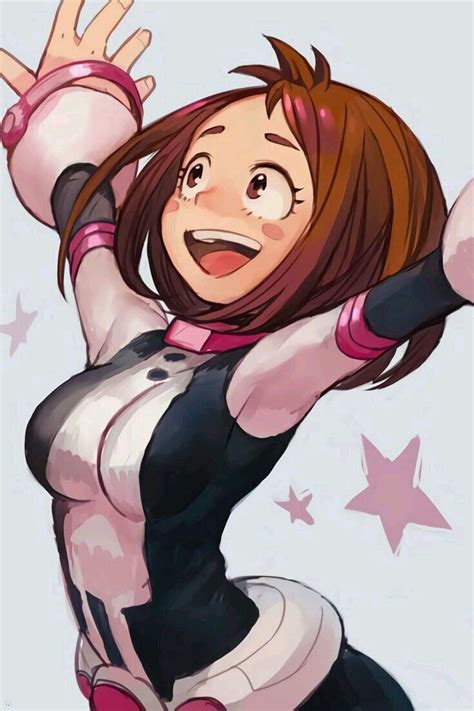 She hugged him tight, her large breasts pressing against his chest and making him even more nervous. . Uraraka hentai